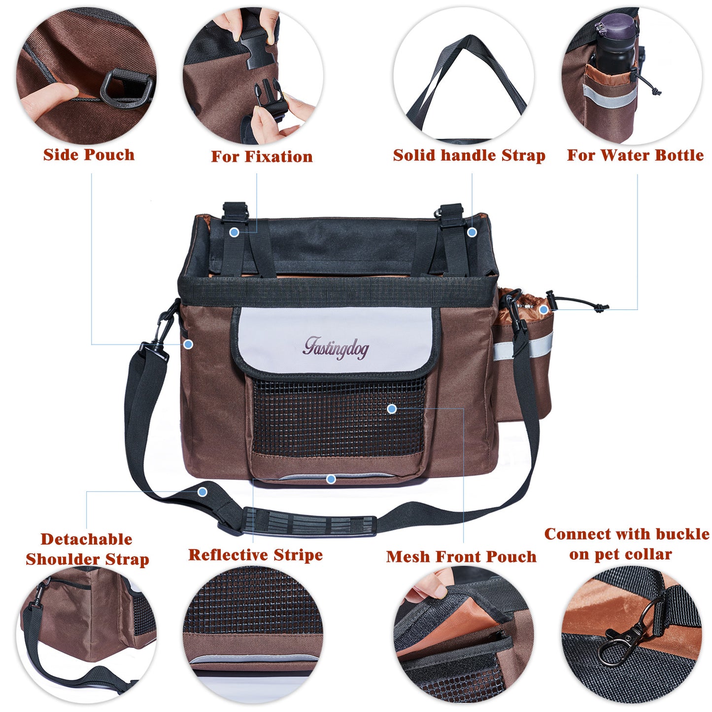 Fastingdog Pet Dog Bicycle Bag Dogs Baskets Bike Handlebar Front Basket Small Cat Dog Nest Puppy Cats Bed Carrier For Travel Shopping