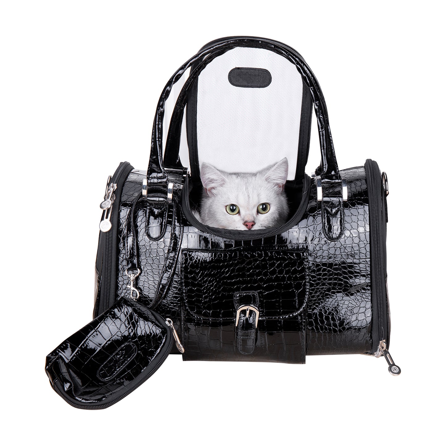 Fastingdog Pet Bag Travel Portable Cat Bag PU Leather Dog Handbag Fashionable Breathable cat handbag