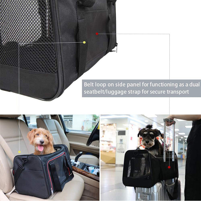 Fastingdog Pet Carrier Bag Side Ventilated Backpack Cat Pet Carriers Dog Travel Bag Airline Approved Transport for Small Dogs Cats Outgoing