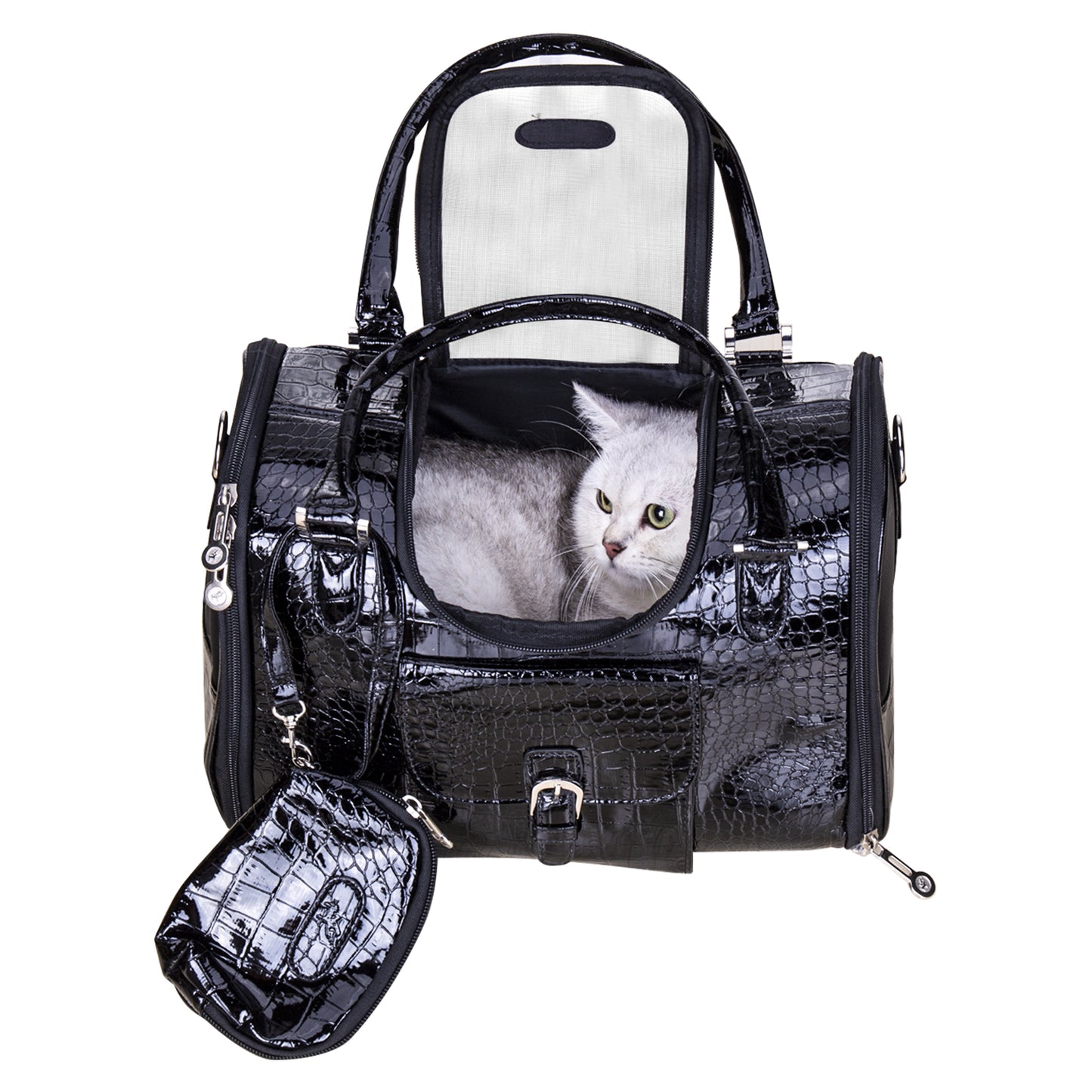 Fastingdog Pet Bag Travel Portable Cat Bag PU Leather Dog Handbag Fashionable Breathable cat handbag