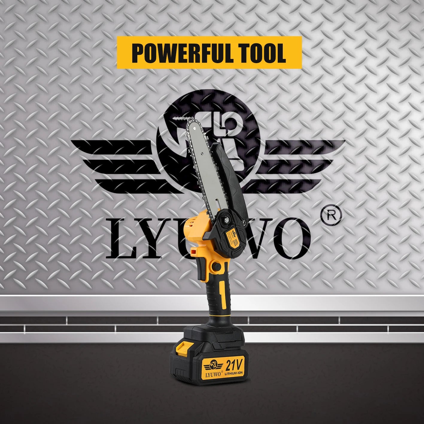 LYUWORechargeable Brushless Household Mini Electric Saw Handheld Saw Wood Cutting Saw Woodworking Saw Outdoor Electric Chain Saw