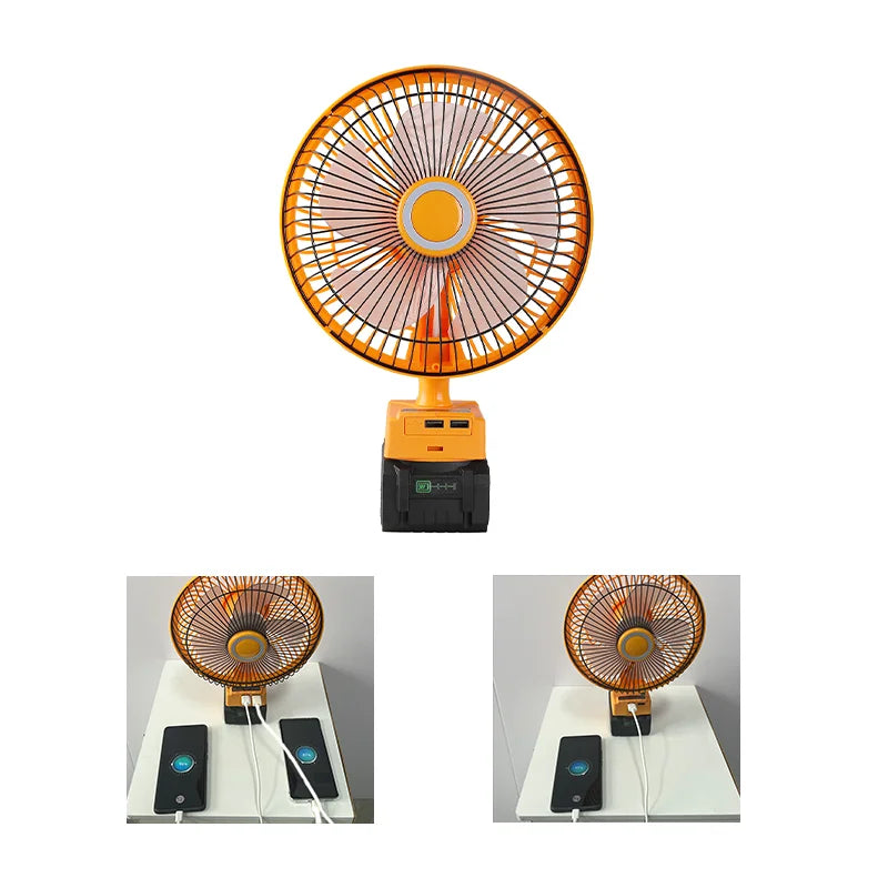 LYUWO Makita lithium battery industrial charging fan outdoor camping vehicle tool with 3-speed adjustable USB phone power bank