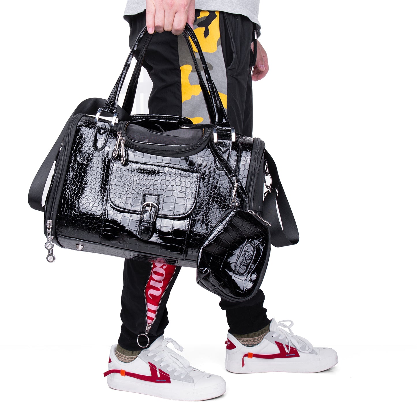 Fastingdog Pet Bag Travel Portable Cat Bag PU Leather Dog Handbag Fashionable Breathable cat handbag