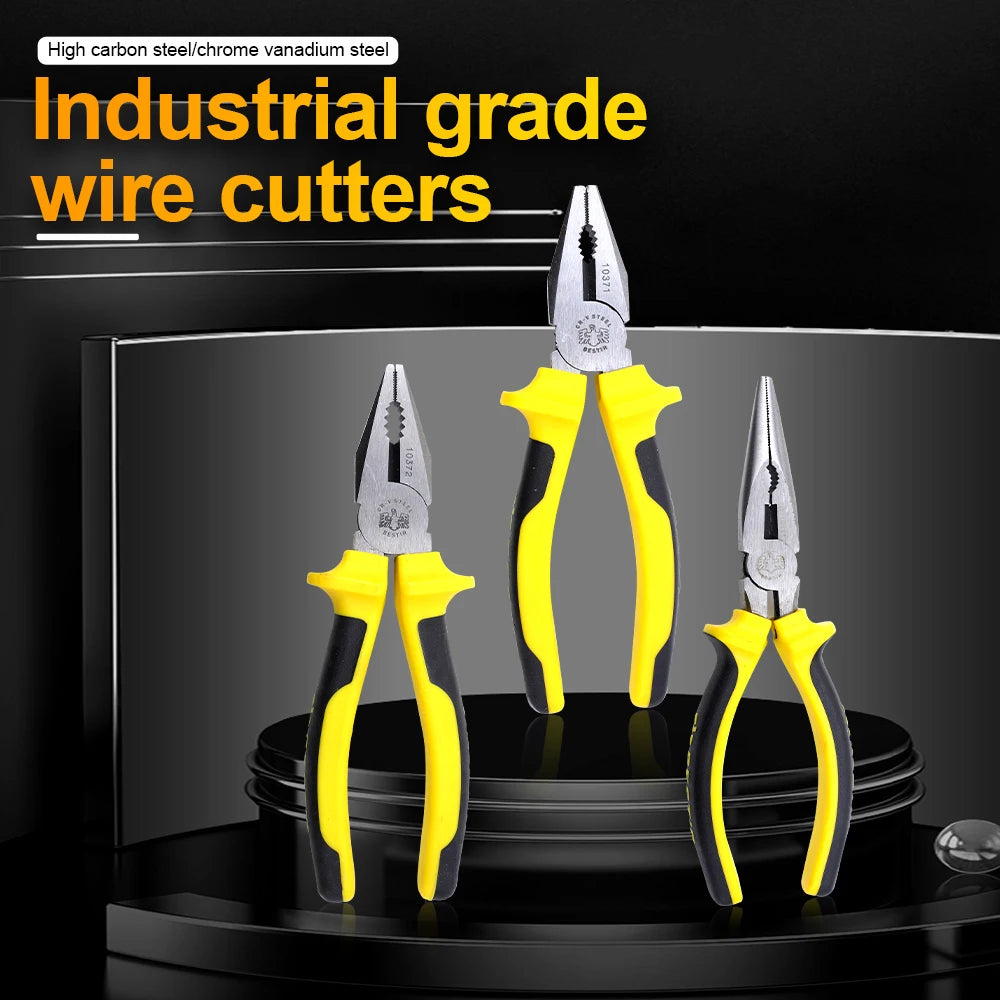 BESTIR 1pc Multifunctional Plier 6 inch 7inch 8inch Cr-V Electrician Crimping Wire Cutter Linesman Needle Nose Plier Hand Tools