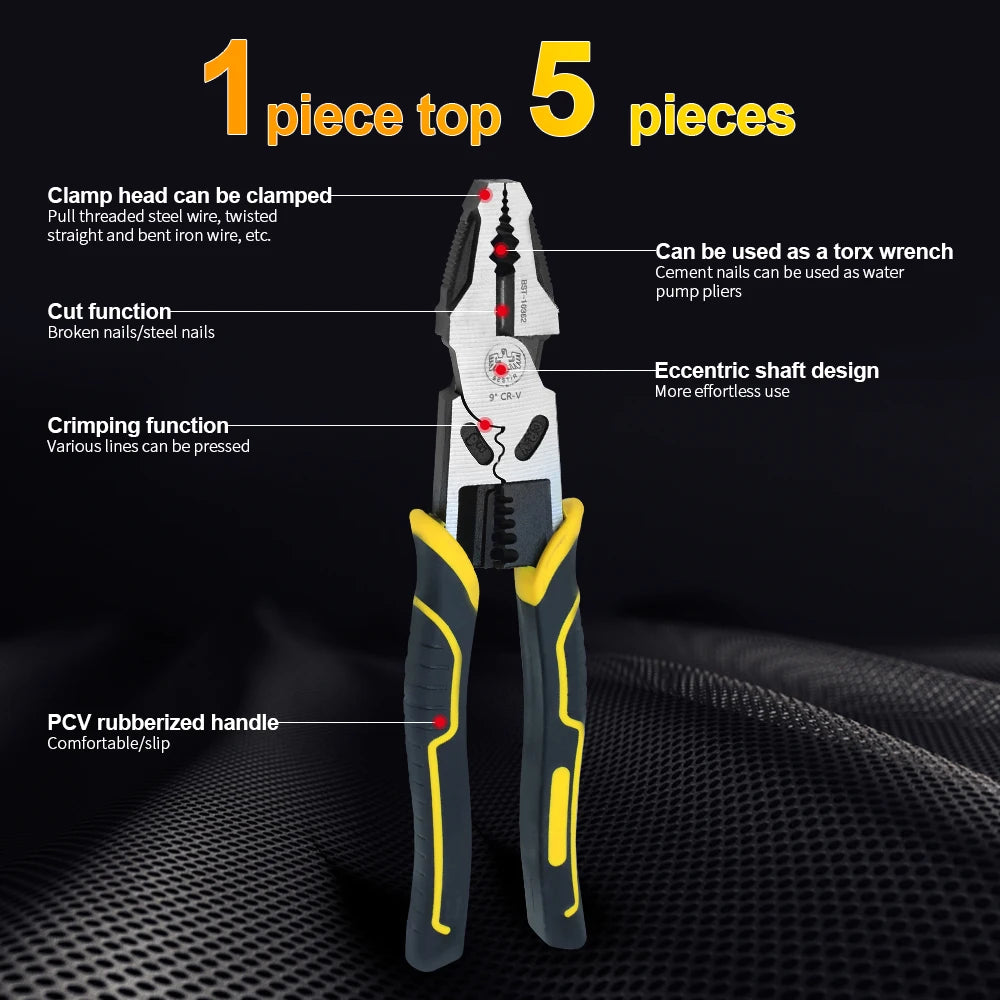 BESTIR Electrician Pliers Multifunction 8" 9" Wire Stripper Crimper Plier Electrical Cutter Cable Terminal Crimping Hand Tool