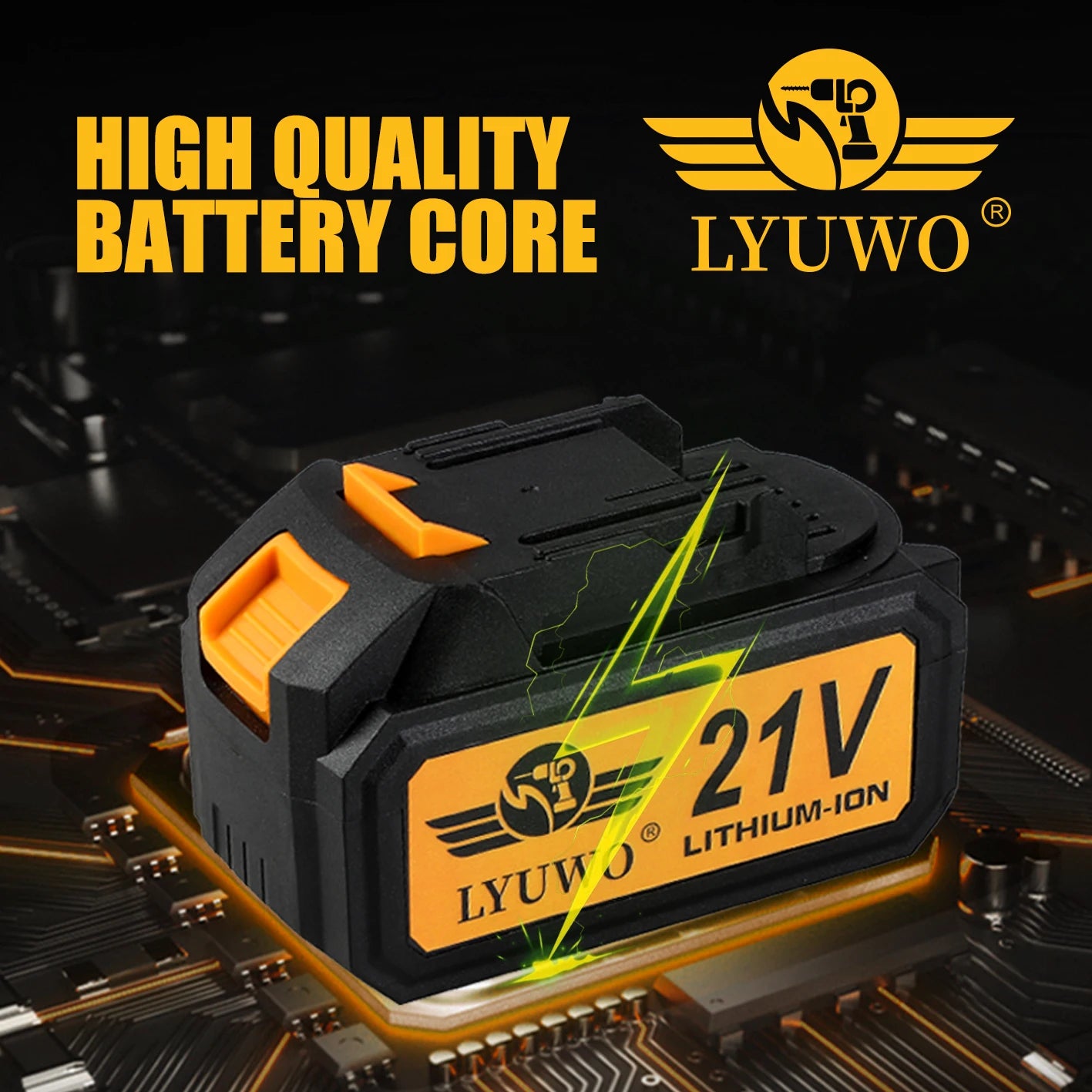 LYUWO Electric Wrench 350NM Brushless Electric Wrench High Torque Air Cannon Heavy Duty Automobile Repair High Power Impact Plat