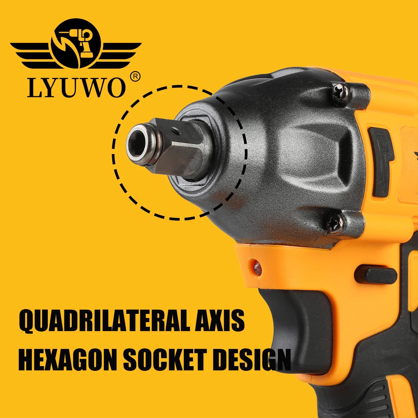 LYUWO Electric Wrench 350NM Brushless Electric Wrench High Torque Air Cannon Heavy Duty Automobile Repair High Power Impact Plat