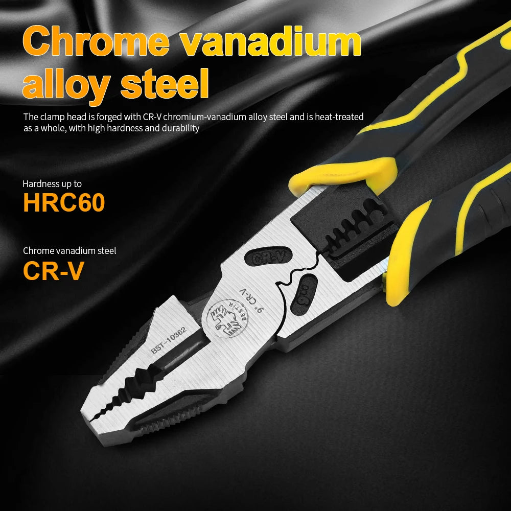 BESTIR Electrician Pliers Multifunction 8" 9" Wire Stripper Crimper Plier Electrical Cutter Cable Terminal Crimping Hand Tool