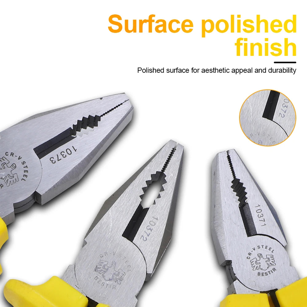 BESTIR 1pc Multifunctional Plier 6 inch 7inch 8inch Cr-V Electrician Crimping Wire Cutter Linesman Needle Nose Plier Hand Tools