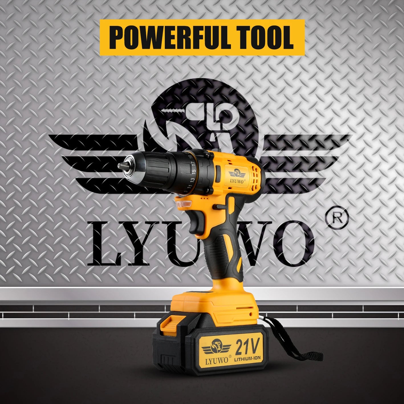 LYUWO Lithium Brushless Hand Electric Drill Impact Drill Multifunctional Electric Screwdriver Charging Electric Tool