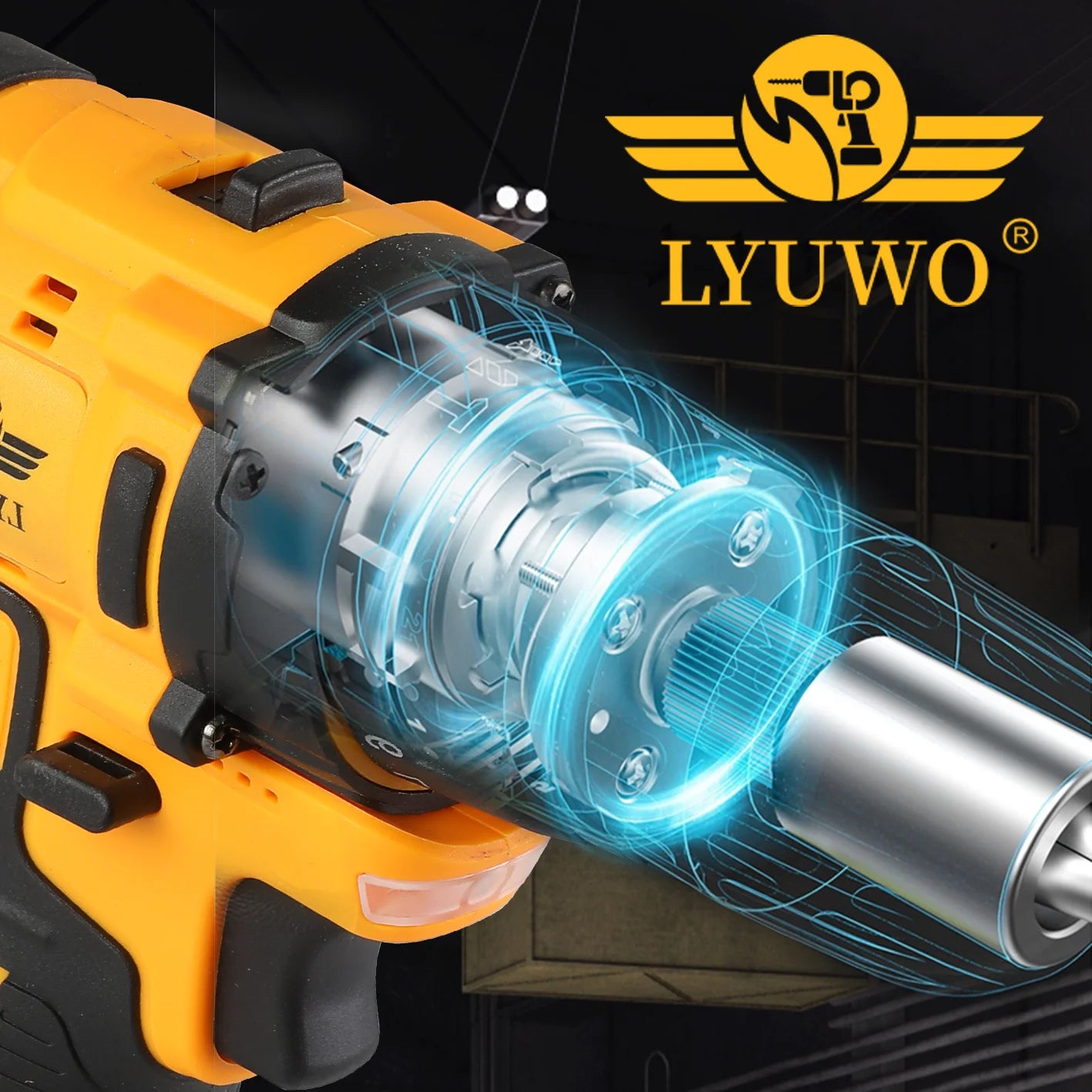 LYUWO Lithium Brushless Hand Electric Drill Impact Drill Multifunctional Electric Screwdriver Charging Electric Tool