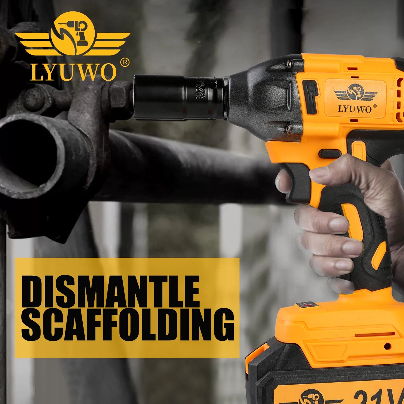 LYUWO Electric Wrench 350NM Brushless Electric Wrench High Torque Air Cannon Heavy Duty Automobile Repair High Power Impact Plat