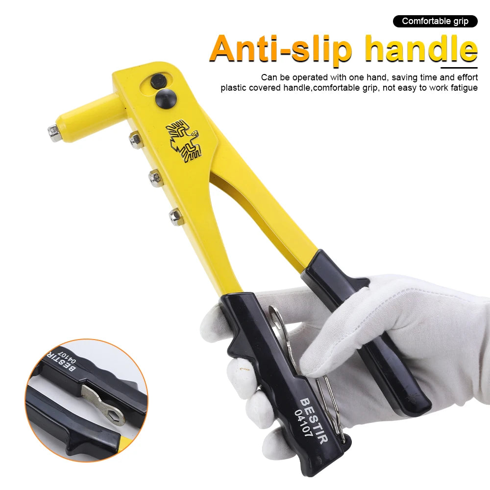 BESTIR 2.4mm-4.8mm Pop Rivet Gun Heavy Duty Adjustable Blind Rivet Gun Riveter Insert Nail Hand Riveting Tools For Metalworking