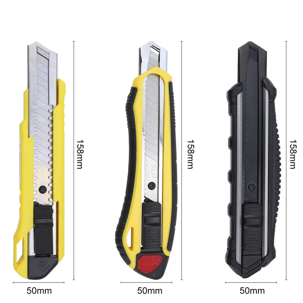 BESTIR Retractable Utility Knife Paper Knife Blades Aluminum Alloy Blade Non-Slip TPR Handle Portable Wallpaper Cutter