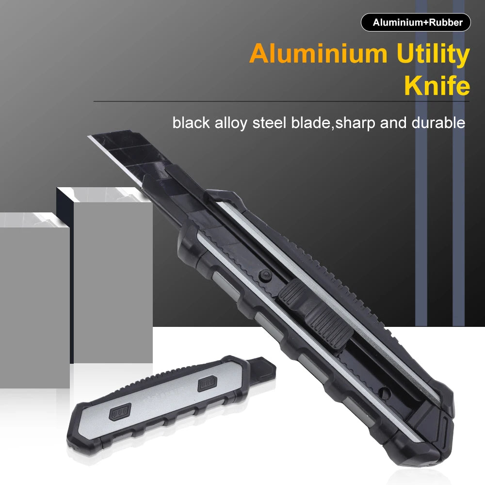 BESTIR Retractable Utility Knife Paper Knife Blades Aluminum Alloy Blade Non-Slip TPR Handle Portable Wallpaper Cutter