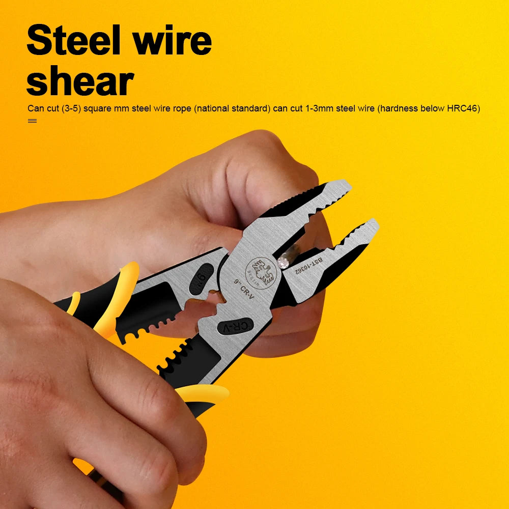 BESTIR Electrician Pliers Multifunction 8" 9" Wire Stripper Crimper Plier Electrical Cutter Cable Terminal Crimping Hand Tool